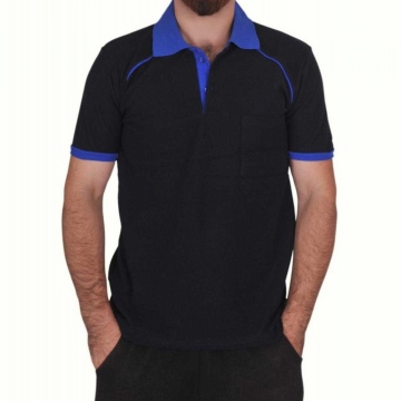 Polo Yaka Kırmızı Biyeli Lacivert Tişört