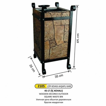 2105 AHŞAPLI DEKORLU ÇÖP KOVASI